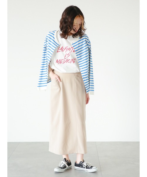 Samansa Mos2 blue(サマンサモスモスブルー)の「◎ボーダーカットカーディガン(Tシャツ/カットソー・レディース・ブルー/オフホワイト/チャコールグレー・フリ-)」の13枚目の写真