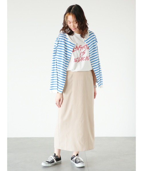 Samansa Mos2 blue(サマンサモスモスブルー)の「◎ボーダーカットカーディガン(Tシャツ/カットソー・レディース・ブルー/オフホワイト/チャコールグレー・フリ-)」の14枚目の写真