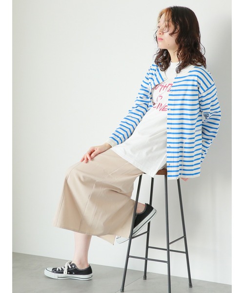 Samansa Mos2 blue(サマンサモスモスブルー)の「◎ボーダーカットカーディガン(Tシャツ/カットソー・レディース・ブルー/オフホワイト/チャコールグレー・フリ-)」の21枚目の写真
