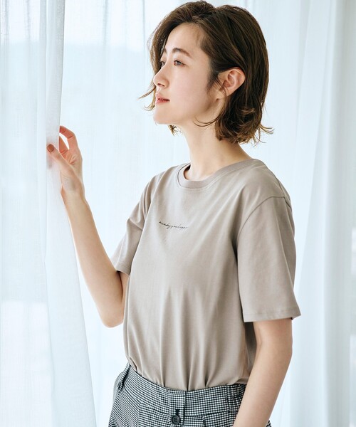grove（グローブ）の「◆【マシンウォッシャブル対応】マルチファンクションロゴ＆ボーダーTシャツ（Tシャツ/カットソー・レディース・ブルー/オフホワイト/ブラック/ピンク系/ブラウン系その他/ホワイト系5・02/03/04/01/05）」の4枚目の写真