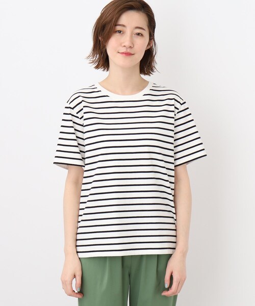 grove（グローブ）の「◆【マシンウォッシャブル対応】マルチファンクションロゴ＆ボーダーTシャツ（Tシャツ/カットソー・レディース・ブルー/オフホワイト/ブラック/ピンク系/ブラウン系その他/ホワイト系5・02/03/04/01/05）」の20枚目の写真