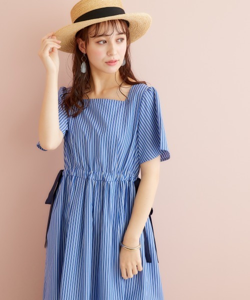 marun(マルン)の「<大きいサイズ> サイドリボンストライプワンピース marun(ワンピース・レディース・ホワイト系/ネイビー系・LL/4L/3L/5L/L)」の22枚目の写真