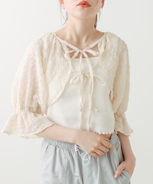 OLIVE des OLIVE（オリーブデオリーブ）の「ボレロ×タンクセット　1031040340（シャツ/ブラウス・レディース・オフホワイト/サックスブルー/アイボリー/ブラック・FREE）」の2枚目の写真