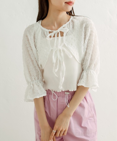 OLIVE des OLIVE（オリーブデオリーブ）の「ボレロ×タンクセット　1031040340（シャツ/ブラウス・レディース・オフホワイト/サックスブルー/アイボリー/ブラック・FREE）」の9枚目の写真