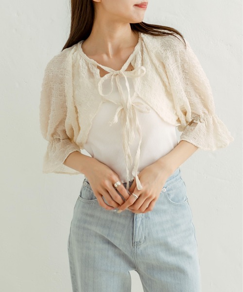 OLIVE des OLIVE（オリーブデオリーブ）の「ボレロ×タンクセット　1031040340（シャツ/ブラウス・レディース・オフホワイト/サックスブルー/アイボリー/ブラック・FREE）」の18枚目の写真