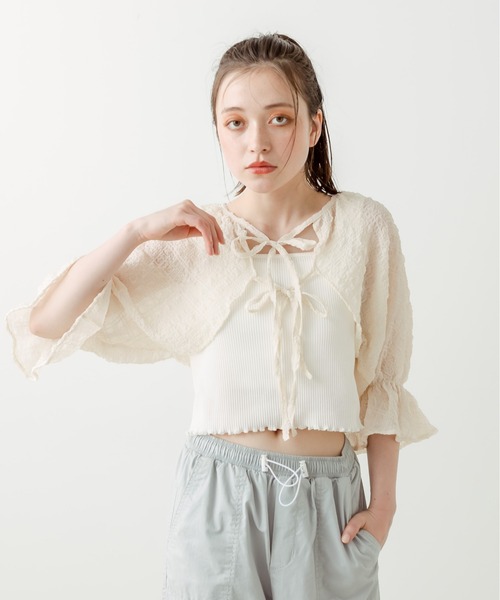 OLIVE des OLIVE（オリーブデオリーブ）の「ボレロ×タンクセット　1031040340（シャツ/ブラウス・レディース・オフホワイト/サックスブルー/アイボリー/ブラック・FREE）」の13枚目の写真