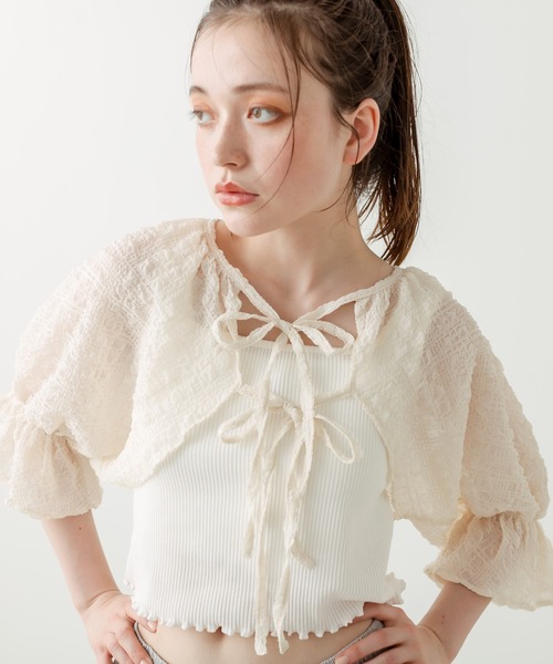 OLIVE des OLIVE（オリーブデオリーブ）の「ボレロ×タンクセット　1031040340（シャツ/ブラウス・レディース・オフホワイト/サックスブルー/アイボリー/ブラック・FREE）」の14枚目の写真