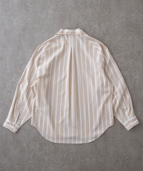 BRICK & SONS（ブリックアンドサンズ）の「リラックスラグランスリーブシャツ＜ベージュストライプ＞（シャツ/ブラウス・メンズ・ベージュ・XS/S/M/L）」の2枚目の写真