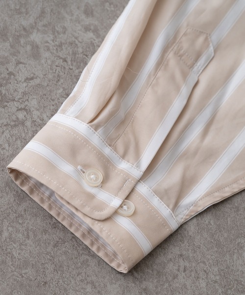 BRICK & SONS（ブリックアンドサンズ）の「リラックスラグランスリーブシャツ＜ベージュストライプ＞（シャツ/ブラウス・メンズ・ベージュ・XS/S/M/L）」の3枚目の写真