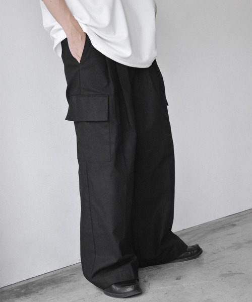 NILWAY(ニルウェイ)の「コットンツイルワイドストレートカーゴパンツ(チノパンツ・メンズ・ブラック/アッシュ・SMALL/MEDIUM/LARGE)」の16枚目の写真