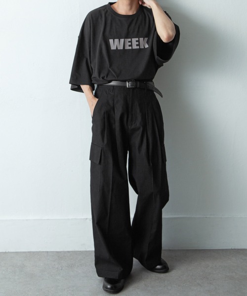 NILWAY(ニルウェイ)の「コットンツイルワイドストレートカーゴパンツ(チノパンツ・メンズ・ブラック/アッシュ・SMALL/MEDIUM/LARGE)」の13枚目の写真