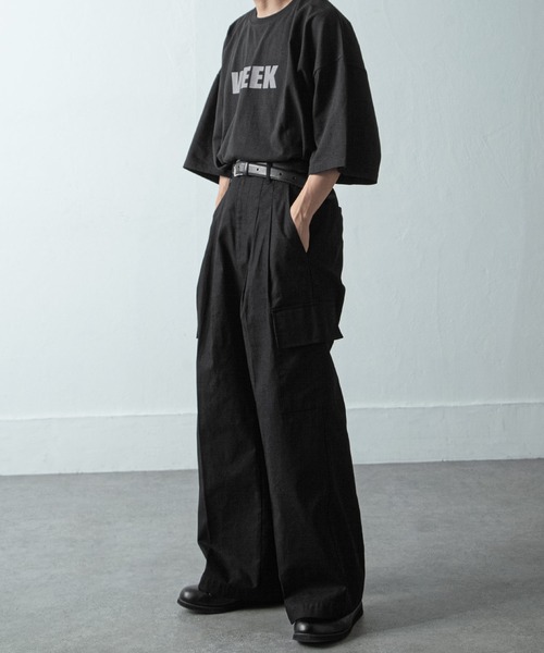 NILWAY(ニルウェイ)の「コットンツイルワイドストレートカーゴパンツ(チノパンツ・メンズ・ブラック/アッシュ・SMALL/MEDIUM/LARGE)」の15枚目の写真