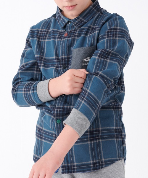 KRIFF MAYER（クリフメイヤー）の「微起毛ハッピーシャツ（シャツ/ブラウス・キッズ・グレー/ブルー/アイボリー/グリーン・120/140/130/150/160/170）」の11枚目の写真