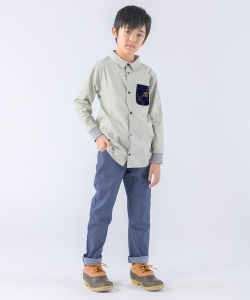 KRIFF MAYER（クリフメイヤー）の「微起毛ハッピーシャツ（シャツ/ブラウス・キッズ・グレー/ブルー/アイボリー/グリーン・120/140/130/150/160/170）」の20枚目の写真