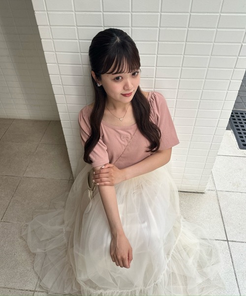 muguet(ミュゲ)の「刺繍ロゴカットソー(Tシャツ/カットソー・レディース・ブルー/ベージュ/ピンク・FREE)」の14枚目の写真