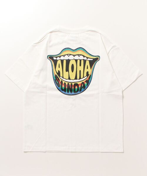 ALOHA SUNDAY（アロハサンデー）の「【ムラサキスポーツ別注】ALOHA SUNDAY/アロハサンデー デザインTシャツ AS-MS-006（Tシャツ/カットソー・レディース・ブラック/ホワイト・M/L）」の5枚目の写真
