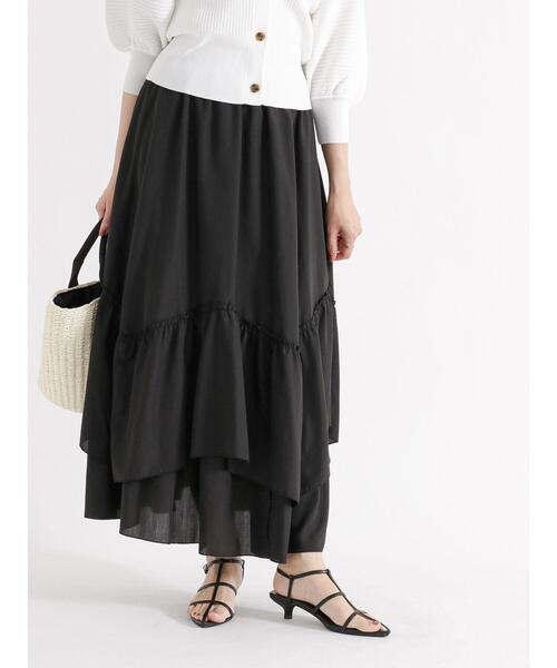 Te chichi（テチチ）の「ティアードフリルロングギャザースカート（スカート・レディース・オフホワイト/ブラック/ブラウン・F）」の2枚目の写真