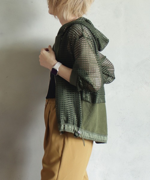 kese-moi(ケセモイ)の「メッシュフードZIPカーデ(ブルゾン・レディース・ベージュ/カーキ/ブラック・FREE)」の14枚目の写真