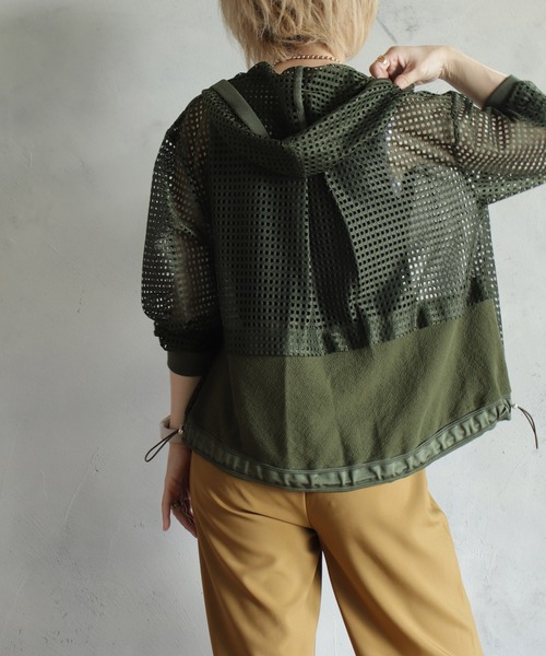 kese-moi(ケセモイ)の「メッシュフードZIPカーデ(ブルゾン・レディース・ベージュ/カーキ/ブラック・FREE)」の11枚目の写真