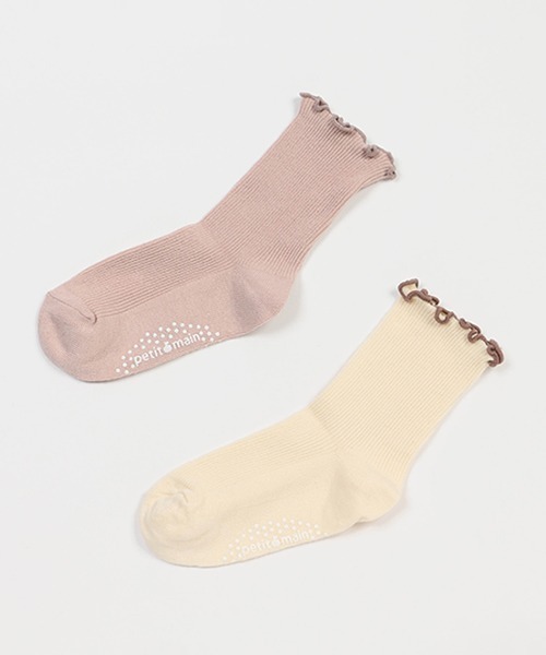 petit main（プティマイン）の「メローソックス2P（ソックス/靴下・キッズ・オフホワイト/ライトピンク/ライトグリーン・SS/S/M/L）」の3枚目の写真
