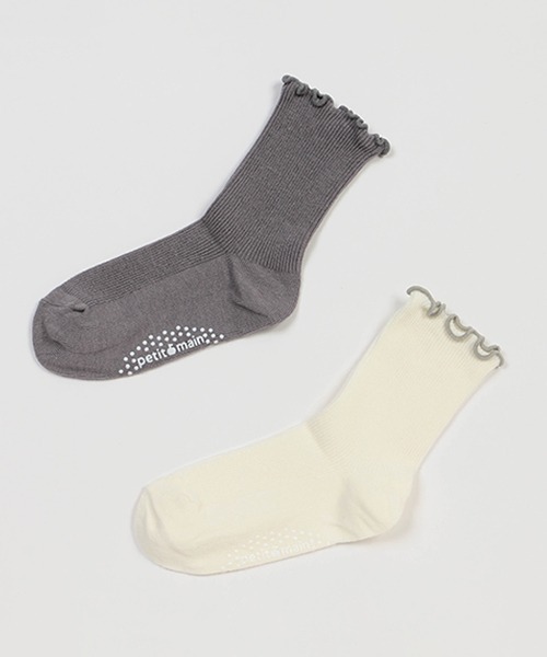 petit main（プティマイン）の「メローソックス2P（ソックス/靴下・キッズ・オフホワイト/ライトピンク/ライトグリーン・SS/S/M/L）」の2枚目の写真