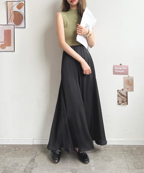 Futier land（フューティアランド）の「サテンフレアスカート（スカート・レディース・ブラック/ベージュ/ブラウン・MEDIUM）」の18枚目の写真