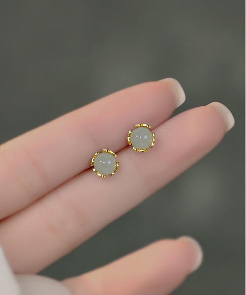 LA VORAGINE(ラ ヴォラジネ)の「(ポスト:925シルバー)ミニエコ玉石ピアス(両耳用)(ピアス(両耳用)・レディース・シルバー/ゴールド・FREE)」の3枚目の写真