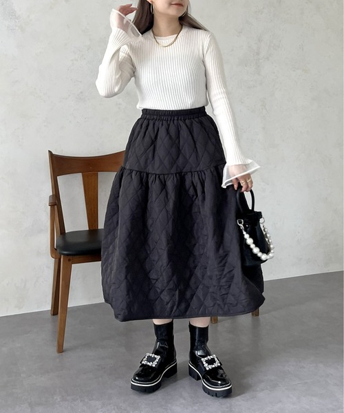 prose verse（プロズヴェール）の「袖シアーリブニット（ニット/セーター・レディース・ブラック/オフホワイト・ﾌﾘ-）」の20枚目の写真