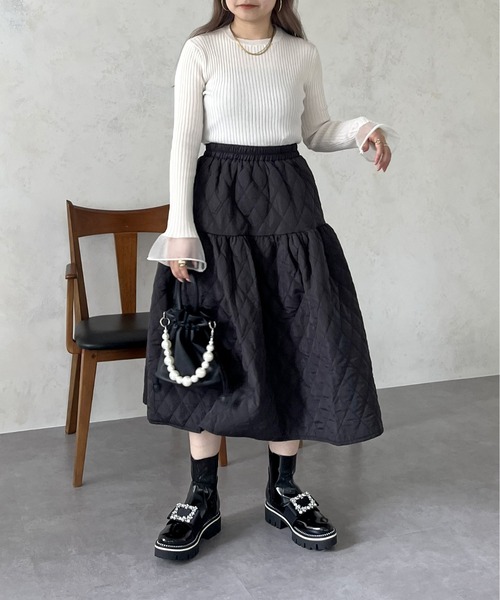 prose verse（プロズヴェール）の「袖シアーリブニット（ニット/セーター・レディース・ブラック/オフホワイト・ﾌﾘ-）」の22枚目の写真