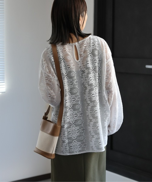ap retro(アプレトロ)の「シアーブラウス / 透かしレース + ワンピース セット / セットアップ(セットアップ・レディース・ブラック/ベージュ/カーキ・FREE)」の8枚目の写真