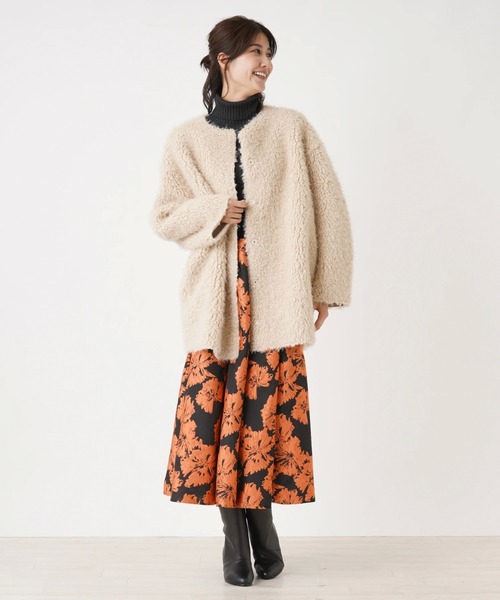 en recre（アンレクレ）の「リバーシブルムートン風コート（その他アウター・レディース・カーキ/ブラック/オフホワイト・2）」の6枚目の写真