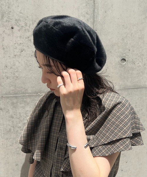 CAPRICIEUX LE'MAGE(カプリシューレマージュ)の「キルトファーリバベレエ(ハンチング/ベレー帽・レディース・ブラック・FREE)」の3枚目の写真