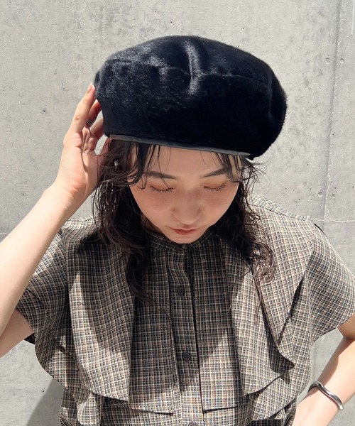 CAPRICIEUX LE'MAGE(カプリシューレマージュ)の「キルトファーリバベレエ(ハンチング/ベレー帽・レディース・ブラック・FREE)」の5枚目の写真