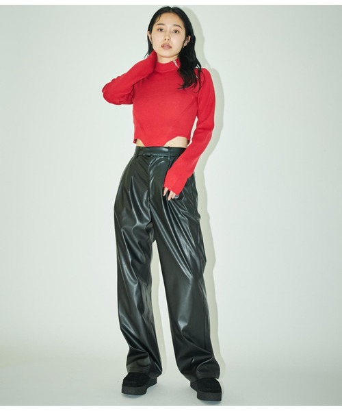 ANLIBERTY ANAP（アンリバティアナップ）の「フェイクレザースラックス【セットアップ対応】（スラックス・レディース・ブラック/ブラウン・M/S）」の4枚目の写真