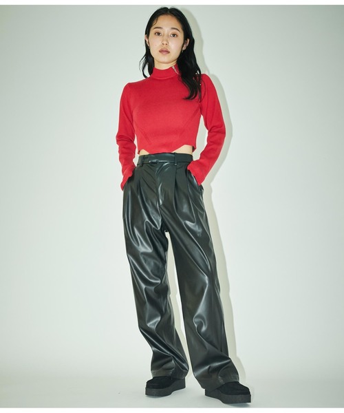 ANLIBERTY ANAP（アンリバティアナップ）の「フェイクレザースラックス【セットアップ対応】（スラックス・レディース・ブラック/ブラウン・M/S）」の6枚目の写真