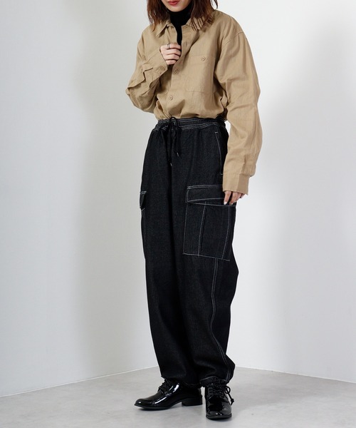 FUNALIVE(ファンアライブ)の「12oz デニム イージーカーゴパンツ セットアップ対応(デニムパンツ・メンズ・ブラック系その他/ブラック/ブルー/インディゴブルー/ブルー系その他・XL/L/M)」の8枚目の写真