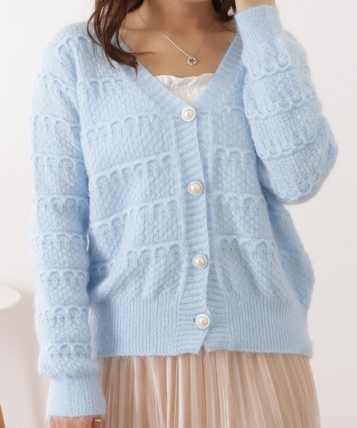 LOUNGEDRESS　パールコンパクトカーディガン LOUNGEDRESS（ラウンジドレス）の「パールコンパクト