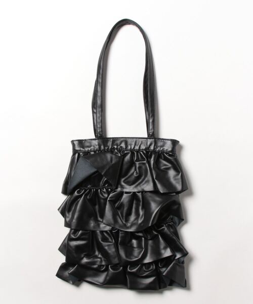 Burner(バーナー)の「【OKUOKU 0909】ダブルフリル メッシュハンドル トートバッグ oku-bag-728836699654-30 Y(トートバッグ・レディース・シルバー系その他/ブラック・FREE)」の3枚目の写真