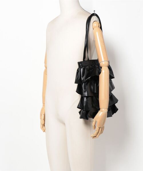 Burner(バーナー)の「【OKUOKU 0909】ダブルフリル メッシュハンドル トートバッグ oku-bag-728836699654-30 Y(トートバッグ・レディース・シルバー系その他/ブラック・FREE)」の12枚目の写真