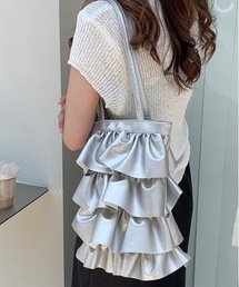 【OKUOKU 0909】ダブルフリル メッシュハンドル トートバッグ oku-bag-728836699654-30 Y