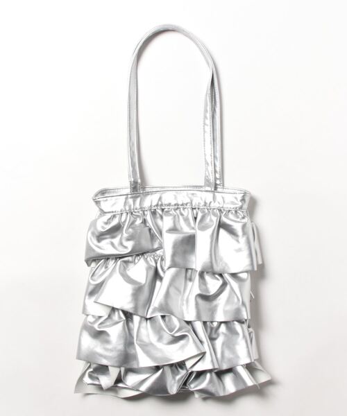 Burner(バーナー)の「【OKUOKU 0909】ダブルフリル メッシュハンドル トートバッグ oku-bag-728836699654-30 Y(トートバッグ・レディース・シルバー系その他/ブラック・FREE)」の9枚目の写真