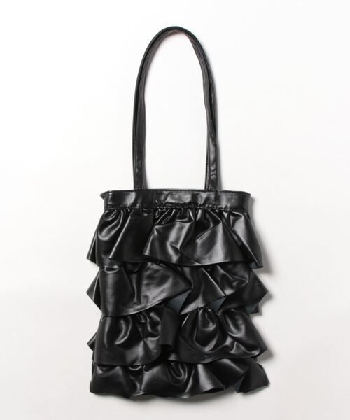 Burner(バーナー)の「【OKUOKU 0909】ダブルフリル メッシュハンドル トートバッグ oku-bag-728836699654-30 Y(トートバッグ・レディース・シルバー系その他/ブラック・FREE)」の8枚目の写真