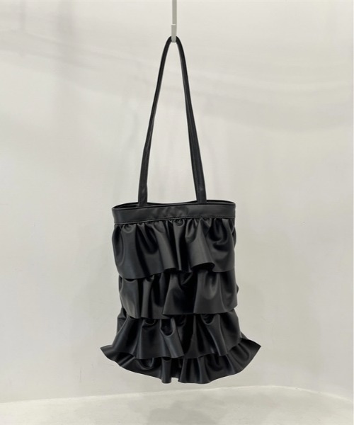 Burner(バーナー)の「【OKUOKU 0909】ダブルフリル メッシュハンドル トートバッグ oku-bag-728836699654-30 Y(トートバッグ・レディース・シルバー系その他/ブラック・FREE)」の22枚目の写真