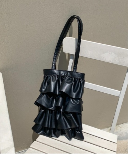 Burner(バーナー)の「【OKUOKU 0909】ダブルフリル メッシュハンドル トートバッグ oku-bag-728836699654-30 Y(トートバッグ・レディース・シルバー系その他/ブラック・FREE)」の20枚目の写真