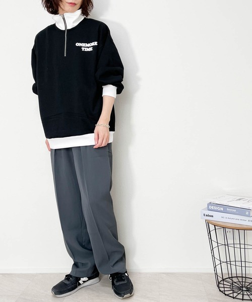 Ritzy(リッツィー)の「TC 裏毛 バックプリント ハーフZIPスウェット(ハートROGO) レディース メンズ(スウェット・メンズ・ブラック/グリーン/アッシュ・X-LARGE/MEDIUM/LARGE)」の4枚目の写真