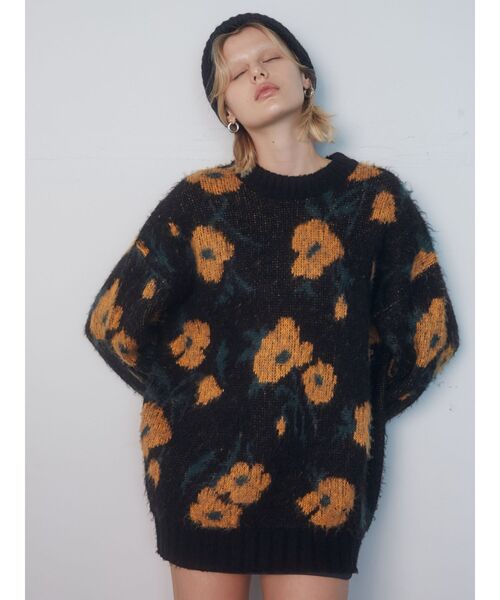 EMODA(エモダ)の「フラワードットオーバーニット(ニット/セーター・レディース・オレンジ/ブルー/ミント・FREE)」の3枚目の写真