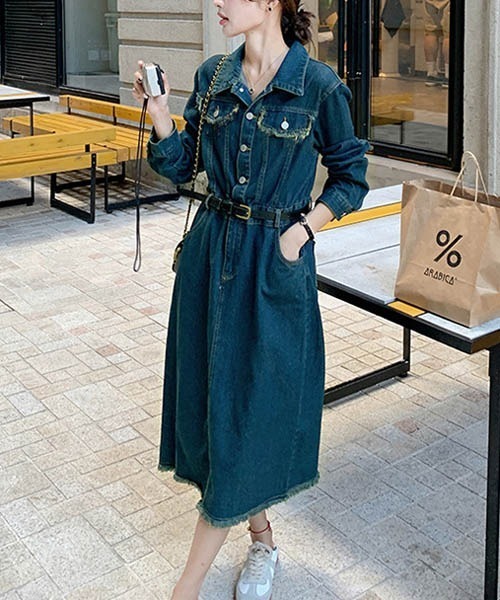 ★★Sea N.Y ベルト付き デニムワンピース 送料・関税込 gossip!ロサンゼルス ワンピース ベルト付きデニムワンピース