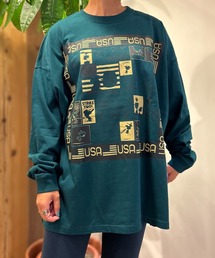 【SNOOPY】Big Silhouette L/S T-shirts(BANDANA-USA柄)