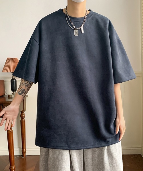 ARCHIVER（アーカイバ）の「【Bl】 [IZU] サマースエードビッグシルエットTシャツ（Tシャツ/カットソー・メンズ・ブラック/ブラウン/グレー/ベージュ/ネイビー/モカ・MEDIUM/LARGE）」の6枚目の写真