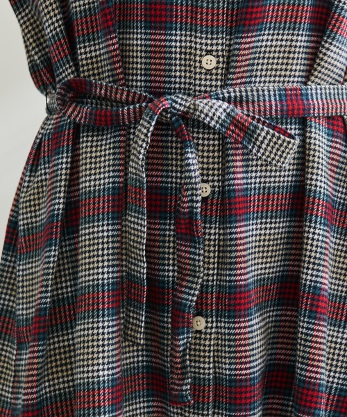 Arnold Palmer（アーノルドパーマー）の「ネルチェック シャツワンピース（シャツワンピース・レディース・チャコールグレー/ベージュ/ネイビー・S/M/L）」の6枚目の写真